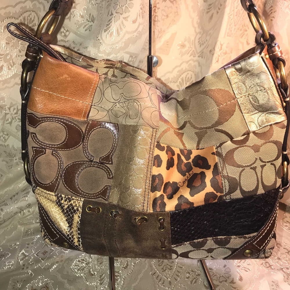 Coach Suede and LeatherPatchwork Handbag